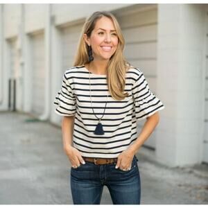 J.Crew Ruffle Sleeve Striped Top